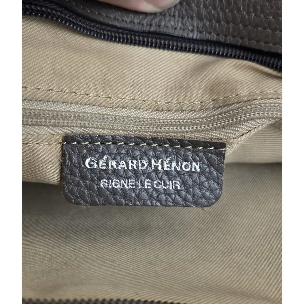 Gerard Henon Gray Leather‎ Handbag Satchel Shoulder Bag